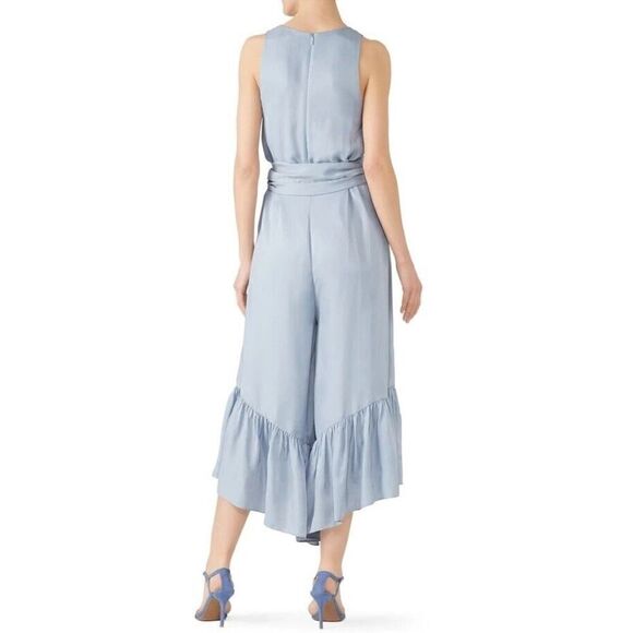 Tibi Cami Jumpsuit Wide Cropped leg Ruffle Hem Blue SZ 0 - Picture 6 of 16